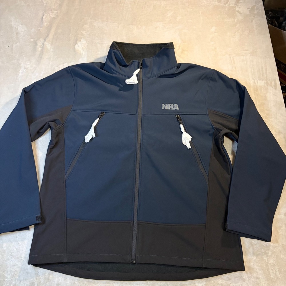NRA Mens Softshell Fleece Lined Full Zip Jacket Navy Black XL RN102635